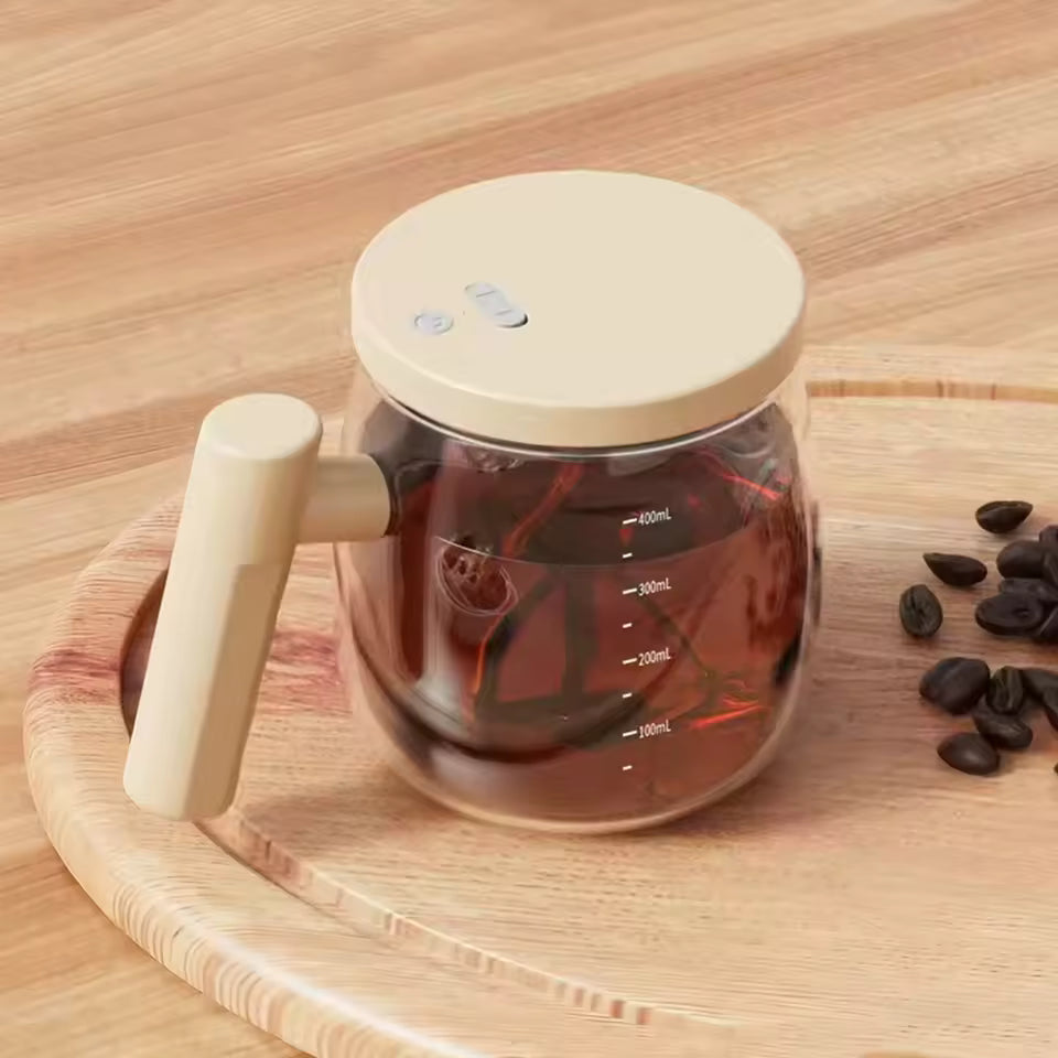 Automatische Rühr-Kaffeetasse aus Glas – 400 ml, USB-C, Wiederaufladbar